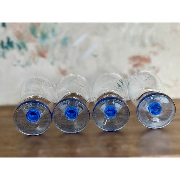 Dansk Hanna Blue Goblets - Set of 7 | Vintage Mid-Century Modern Glassware - Picture 5 of 5